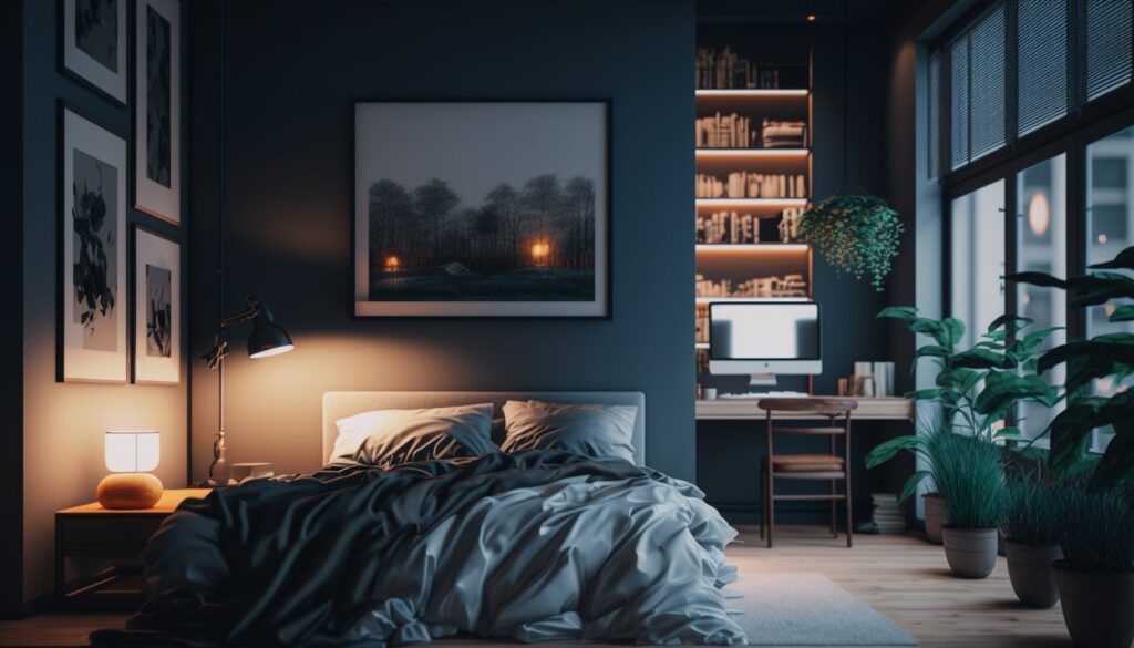 modern yatak odası dekorasyonu fikri