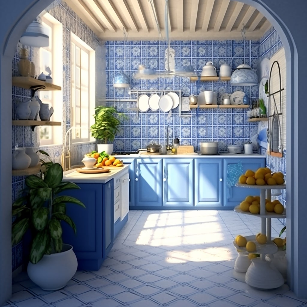 Mavi Beyaz Mutfak Dekorasyonu Örnekleri